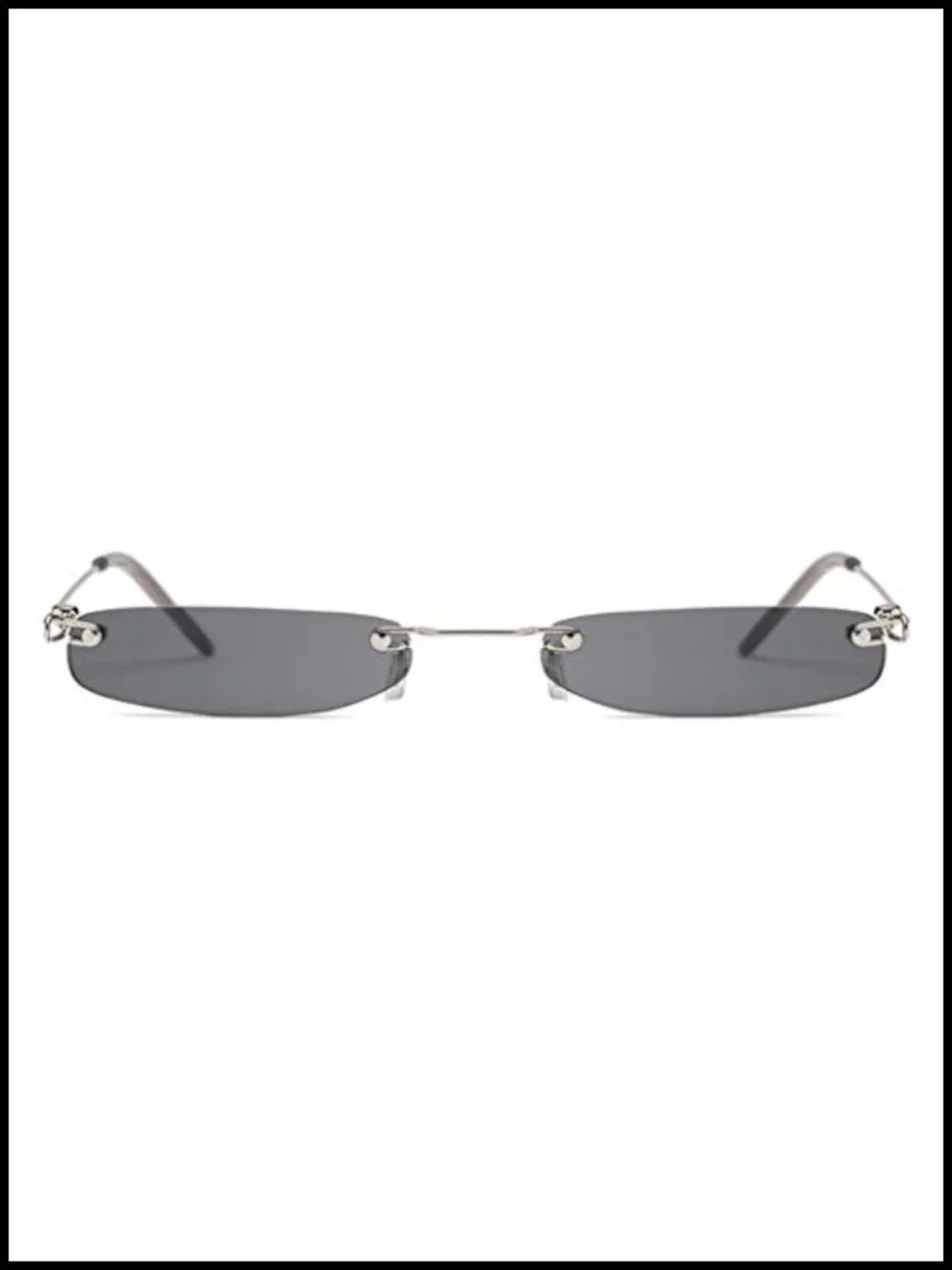 Rimless Narrow Rectangle Sunglasses UV400 Protection Ultra Light Metal Frame